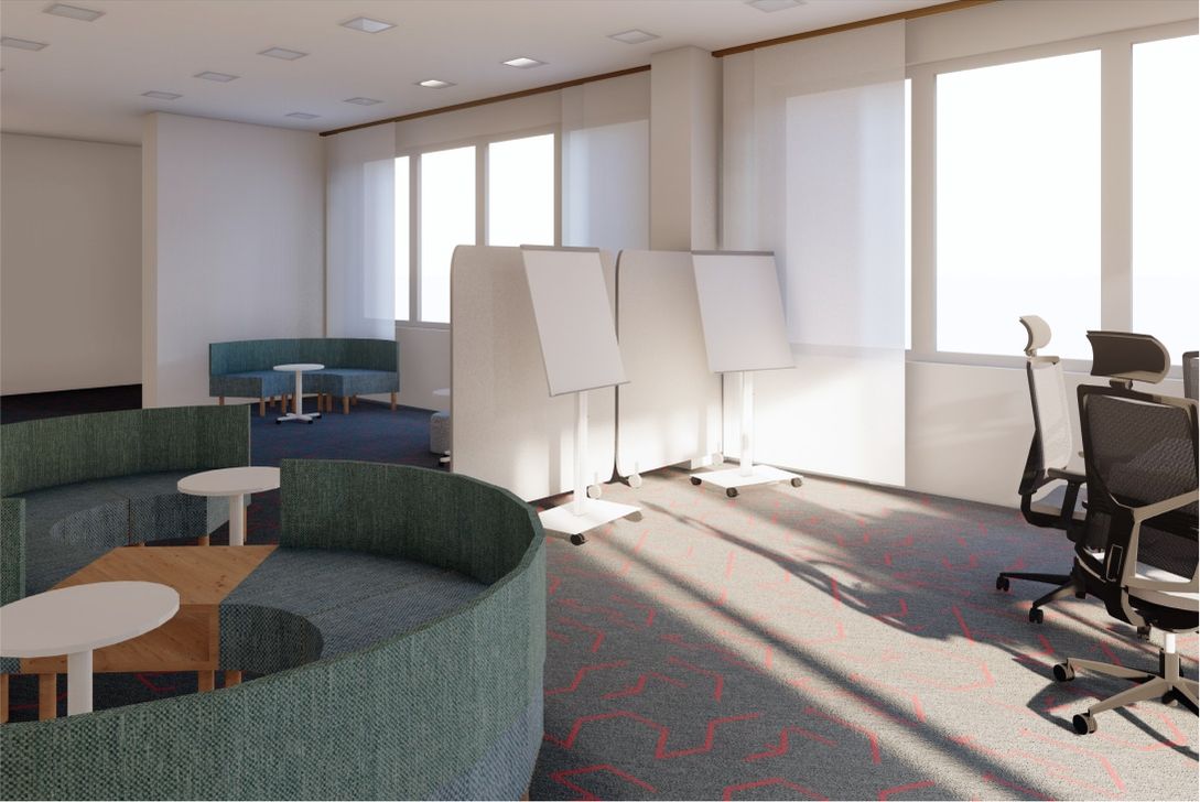 Vizualizace coworkové místnosti