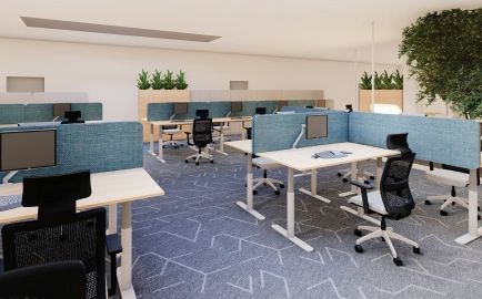 Ergonomicky vyhovující kancelář s oddělenými místy